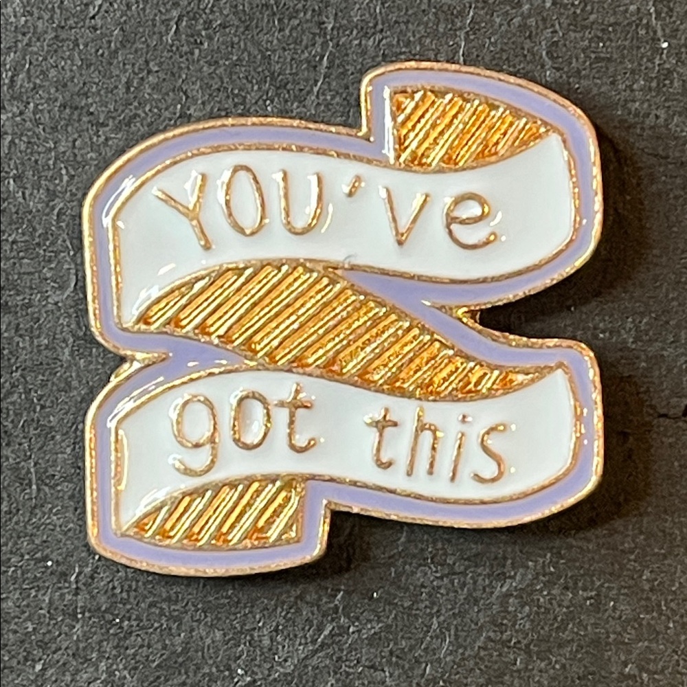 You’ve Got This Enamel Brooch - Gold, White & Lavender